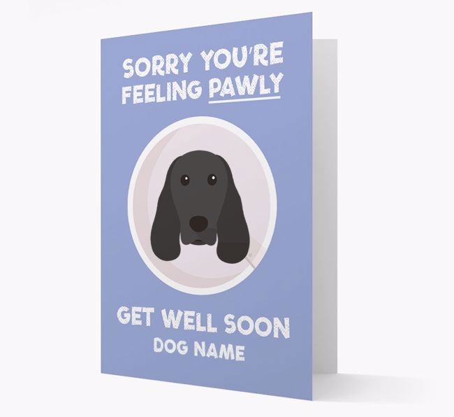 Personalized 'Sorry you're feeling pawly, get well soon {dogsName}' Card